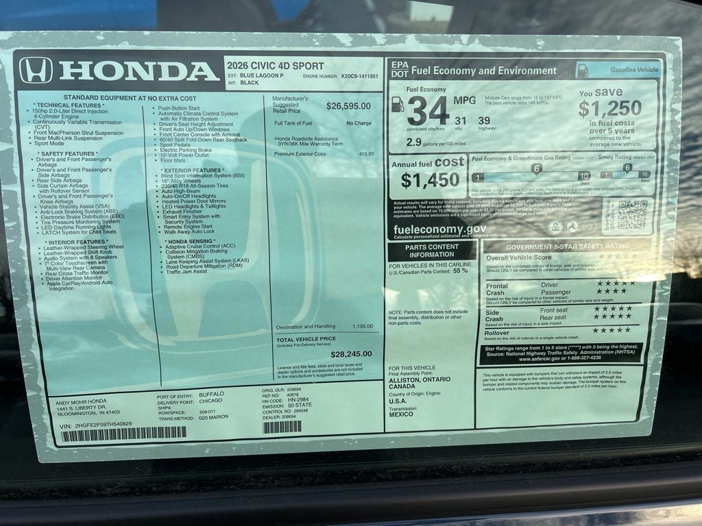 2026 Honda Civic Sport