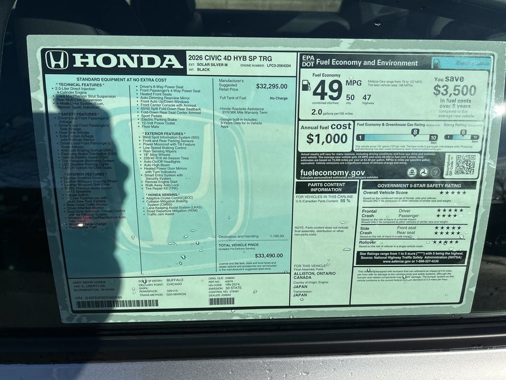 2026 Honda Civic Hybrid Sport Touring